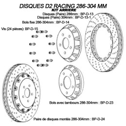 Dischi 286x26 mm per posteriori fissi completi e montati su cappelli/ciotole fissi
