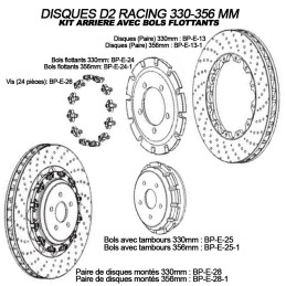 Dischi 286x26 mm per posteriori fissi completi e montati su cappelli/ciotole fissi