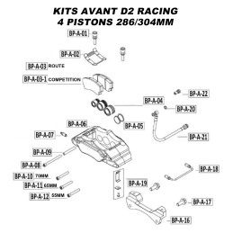Ricambi per kit freno anteriore 4 pistoni 286/304 mm