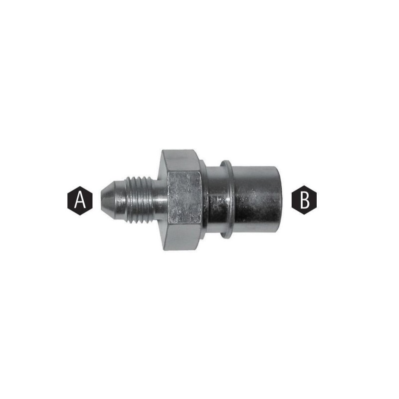 Adattatore Maschio-Femmina Concavo Passaparete A. 3/8"x24 B. M10x1 Acciaio Zincato