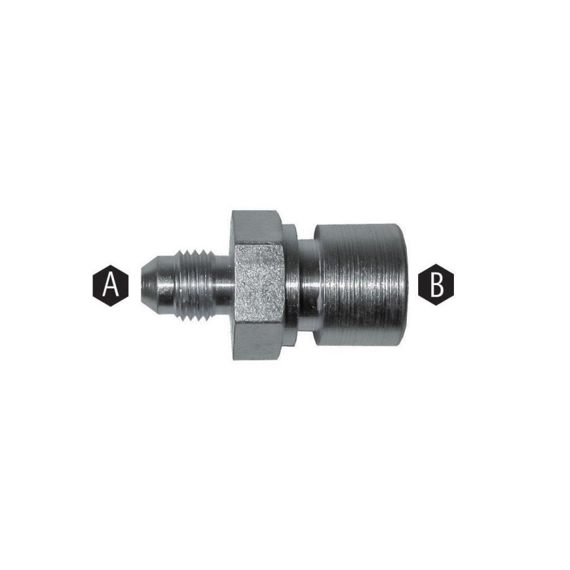Adattatore Maschio-Femmina Concavo Passaparete A. 3/8"x24 B. M10x1.25 Acciaio Zincato