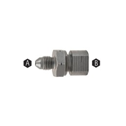 Adattatore Maschio-Femmina Concavo Passaparete A. 3/8"x24 B. M10x1.5 Acciaio Argentato
