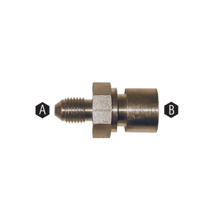 Adattatore Maschio-Femmina Concavo Passaparete A. 3/8"x24 B. 7/16"x20 Acciaio Zincato