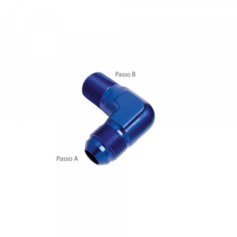 Adattatore 90° M/M A. 7/16"x20 B. 1/8"NPT Nero