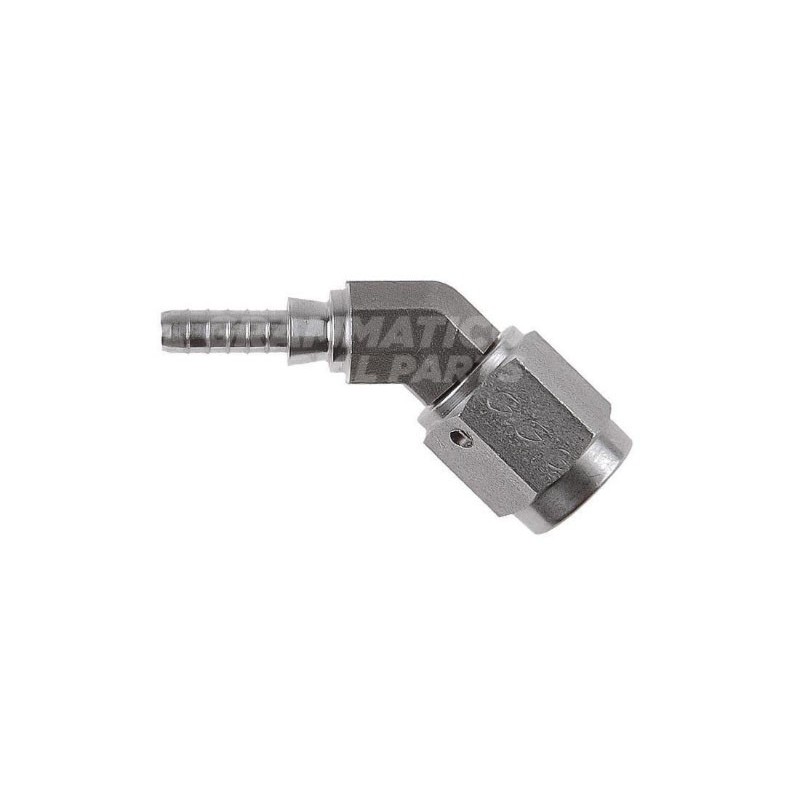 Raccordo forgiato 45° femmina concavo con Collare a Graffare AN3 3/8"x24 Alluminio Raccordo forgiato 45° femmina concavo con Collare a Graffare AN3 3/8"x24 Alluminio