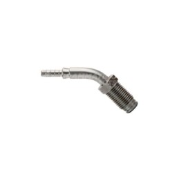 Raccordo maschio 45° girevole metrico sede doppia con Collare a Graffare AN3 M10x1 Inox