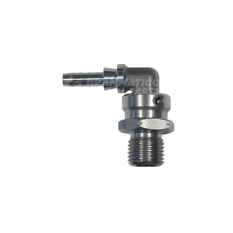 Raccordo 90° maschio girevole per pinza con Collare a Graffare Oring alte temperature Raccordo 90° maschio girevole per pinza con Collare a Graffare Oring alte temperature
