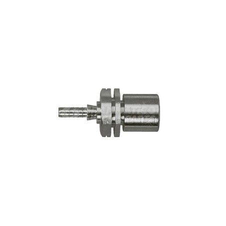 Raccordo dritto femmina convesso metrico anello scanalato con Collare a Graffare AN3 M10x1 Argentato Esagono 17mm Esteso