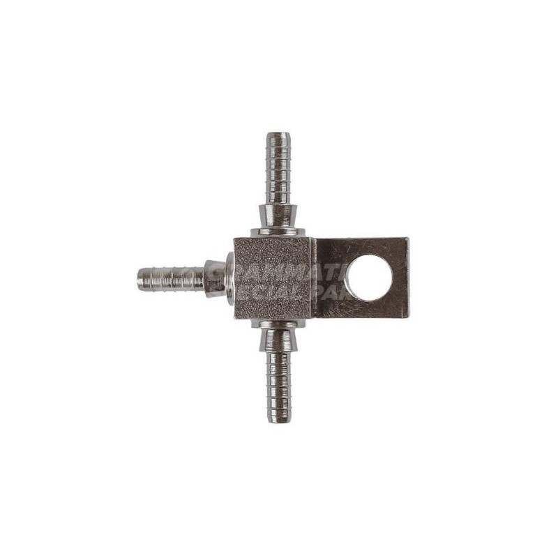 Raccordo a T 3 Vie con staffa con Collare a Graffare AN3-AN3 Argentato Staffa press. 16mm