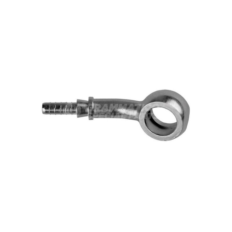 Raccordo a occhiello con collo esteso 20° con Collare a Graffare AN3 Foro 3/8"(10mm) Cromato
