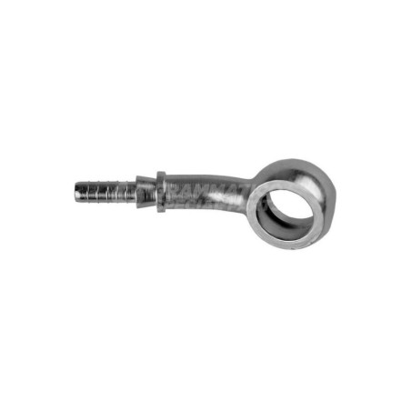 Raccordo a occhiello con collo esteso 20° con Collare a Graffare AN3 Foro 3/8"(10mm) Argentato