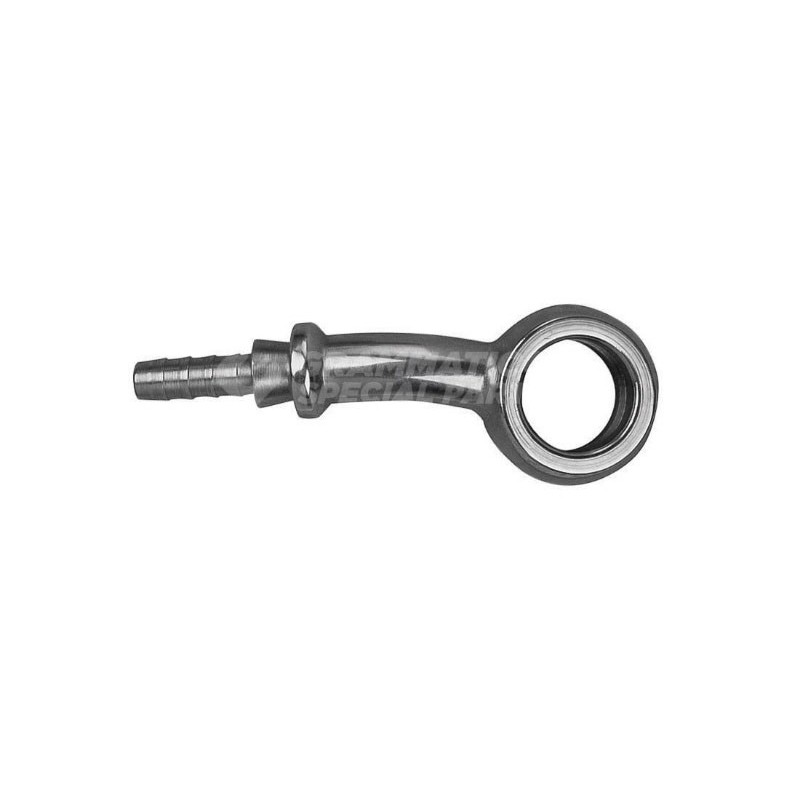 Raccordo a occhiello composto 20° 20° sinistro con Collare a Graffare AN3 3/8"(10mm) Argentato
