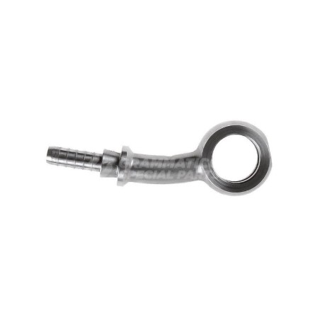 Raccordo a occhiello con collo esteso 20° laterale con Collare a Graffare AN3 Foro 3/8"(10mm) Inox