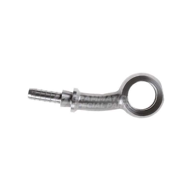 Raccordo a occhiello con collo esteso 20° laterale con Collare a Graffare AN3 Foro 3/8"(10mm) Argentato