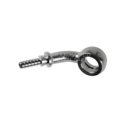 Raccordo a occhiello con collo esteso 45° con Collare a Graffare AN3 3/8"(10mm) Alluminio Rosso