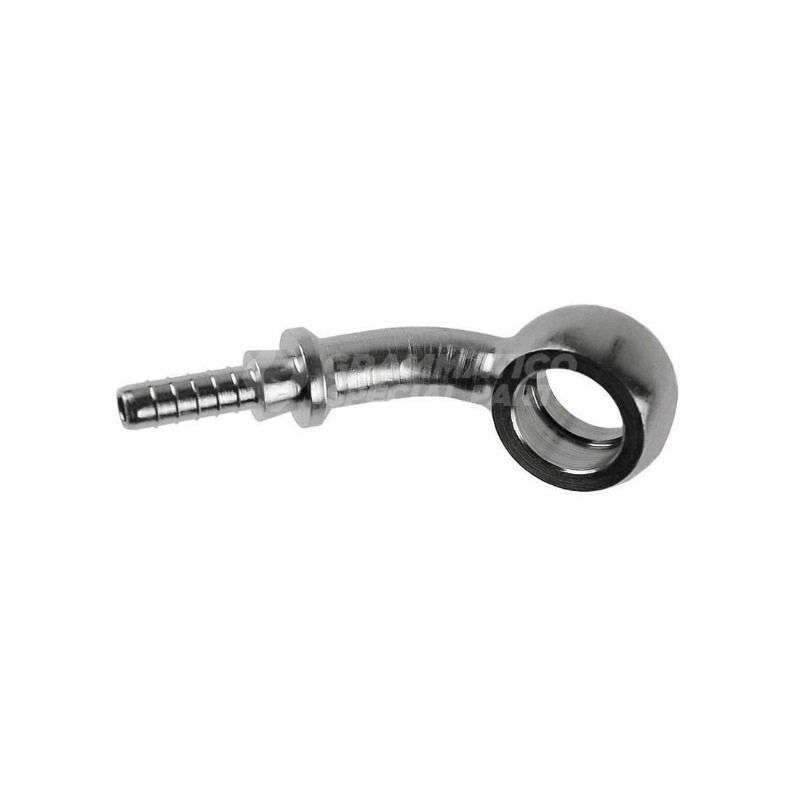 Raccordo a occhiello composto 45° 45° destro con Collare a Graffare AN3 Foro 3/8"(10mm) Inox