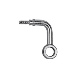 Raccordo a occhiello 90° con collo esteso ruotato con Collare a Graffare AN3 3/8"(10mm) Inox inclinato 45° dx