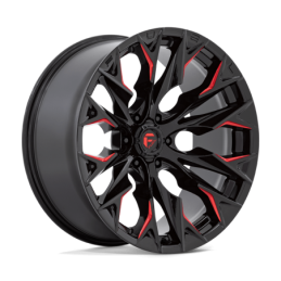 Cerchio in Lega D823 Flame Nero Lucido Fresato con Rosso Confetto