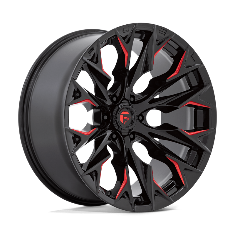 Cerchio in Lega D823 Flame Nero Lucido Fresato con Rosso Confetto
