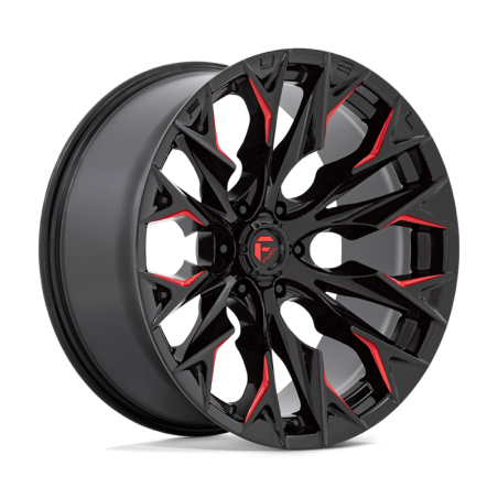 Cerchio in Lega D823 Flame Nero Lucido Fresato con Rosso Confetto