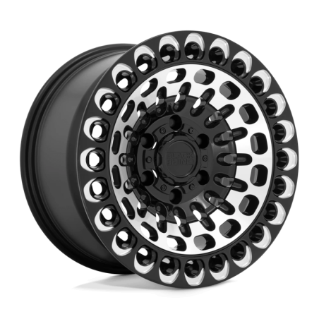 Cerchio in Lega Nero Lucido con Faccia Lavorata e Fresatura Labyrinth