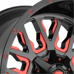 Cerchio in Lega D612 Stroke Nero Lucido/Rosso Trasparente