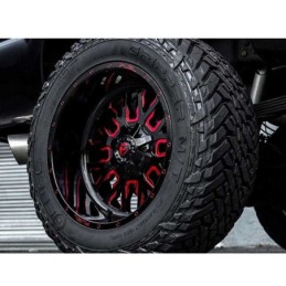 Cerchio in Lega D612 Stroke Nero Lucido/Rosso Trasparente