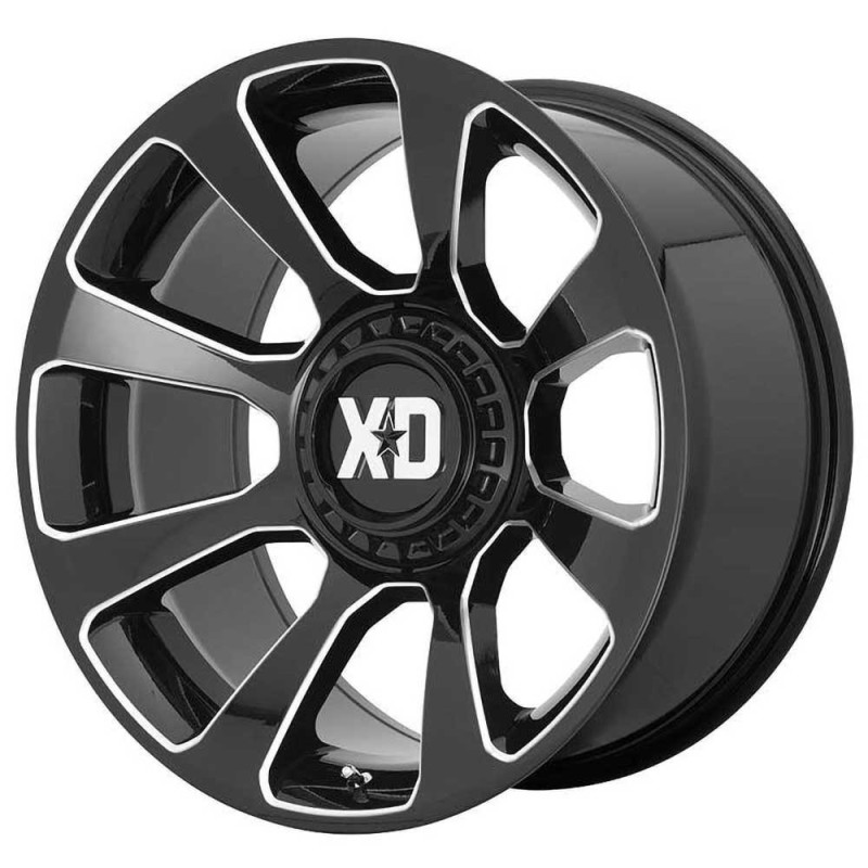 Cerchio in Lega XD854 Reactor Nero Lucido Fresato Cerchio in Lega XD854 Reactor Nero Lucido Fresato