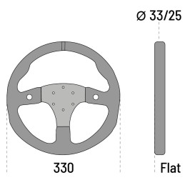 Volante piatto R330B, pelle scamosciata, 2 pulsanti