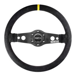 Volante piatto R215, pelle nera, razze nere