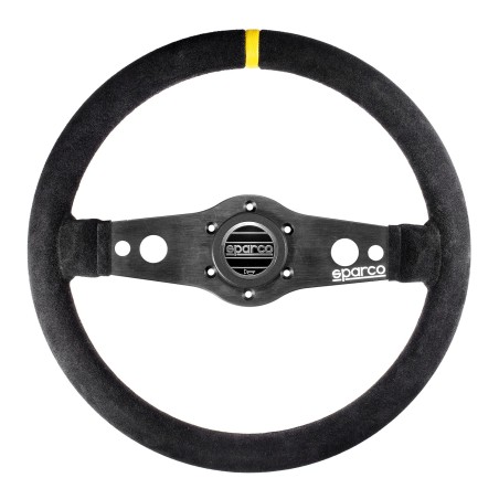 Volante piatto R215, pelle nera, razze nere