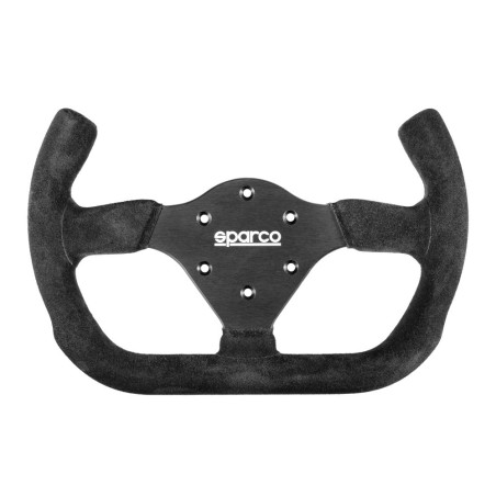 Volante P310 Open Flat, pelle scamosciata nera, razze nere