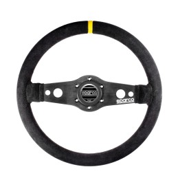Volante piatto R215, pelle scamosciata nera, razze nere