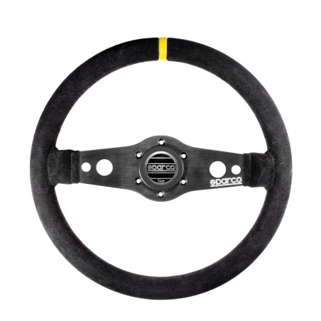 Volante piatto R215, pelle scamosciata nera, razze nere