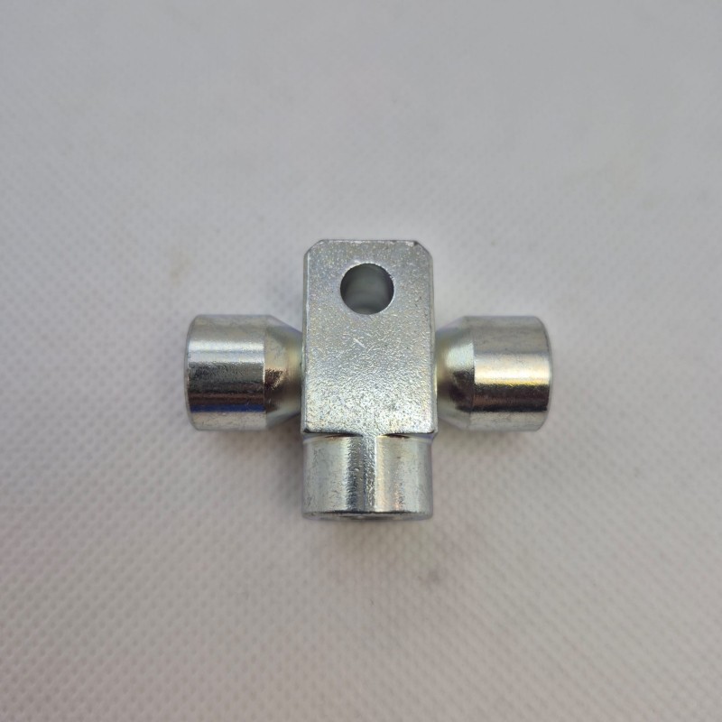 Raccordo Freni F a 3 Vie con Foro di Fissaggio M10x1 Acciaio Zincato