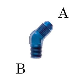 Adattatore 45° M/M A. 9/16"x18 B. 3/8"NPT
