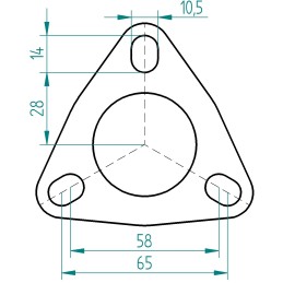 Connettore per tubo flangiato in acciaio inossidabile a 3 fori 65mm