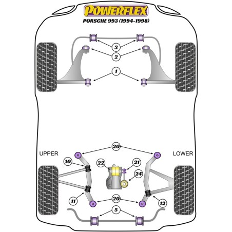 Boccola barra antir. ant. Ø27 mm (coppia) per Porsche 911 964 (89-94)