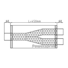Silenziatore ovale HF-45 tubo a Y 1x76 mm Ø - 2x60mm Ø