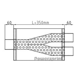 Silenziatore ovale HF-35 tubo a Y 1x63.5 mm Ø - 2x60mm Ø