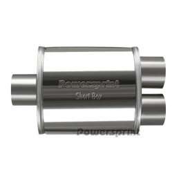 Silenziatore ovale Short Box tubo a Y 1x63.5 mm Ø - 2x50mm Ø