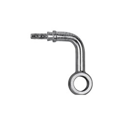 Raccordo a occhiello 90° con collo esteso ruotato con Collare a Graffare AN3 Foro 3/8"(10mm) Inox inclinato 45° dx