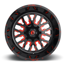 Cerchio in Lega D612 Stroke Nero Lucido/Rosso Trasparente